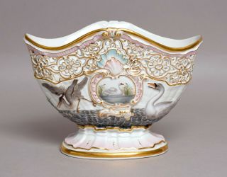 A Wonderful Large Antique 19th Century Meissen Porcelain Swan Vase