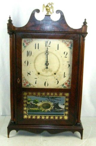 Antique Seth Thomas Pillar & Scroll Wooden Large Mantel Clock