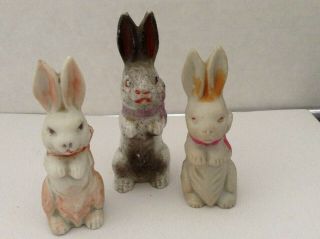 3 Vintage Bisque Easter Bunnies Rabbits Japan