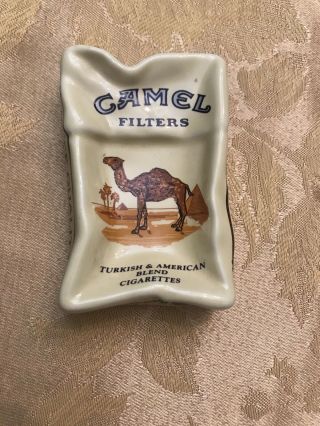 Rare Vhtf Old School Camel Cigarette Ceramic Crushed Ashtray