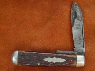 Vintage Antique Folding Pocket Knife Ulster Jumbo Jack Bone 1900s Repair Edc
