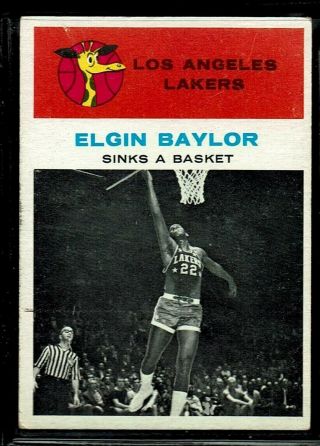 1961 - 62 Fleer Basketball Lakers Elgin Baylor Ia Action Card Rookie Rc 46 Vg - Ex