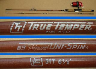 Vintage True Temper Professional 63 Uni - Spin Rod/reel Combo.