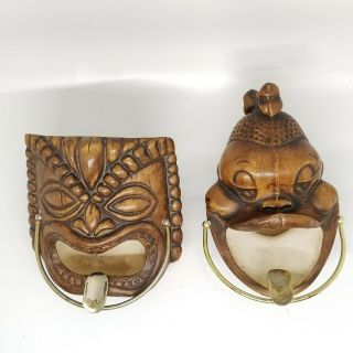 Vintage 1960 Treasure - Craft Tiki/native Ashtrays From Hawaii