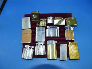 15 Vintage Cigarette Lighters Mixed Brands & Styles Atc Bentley & More