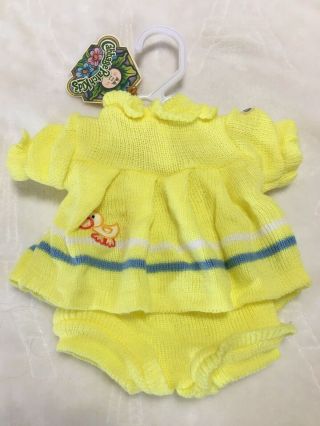 Authentic Vintage Cabbage Patch Kids Clothes Doll Cpk Outfit Set Yellow Knit Kt