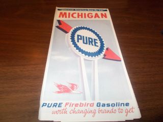 1966 Pure Oil Michigan Vintage Road Map