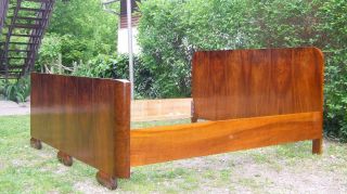Art Deco Double Bed.  king size Sleigh Bed.  1920s Vintage Antique Walnut 3