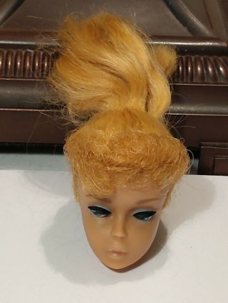 Vtg Ponytail Barbie Head Only 6? (green Ear) Some Clr Treatment