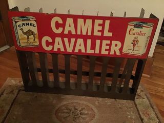 Vintage Cigarette Metal Store Merchandiser Display Rack Camel & Cavalier.