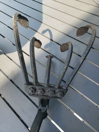 Vintage 5 Tine Cultivator Garden Hand Push Plow Attachment.