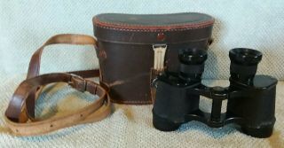 Vintage Renox 6x25 Binoculars In Leather Case Made In Occupied Japan