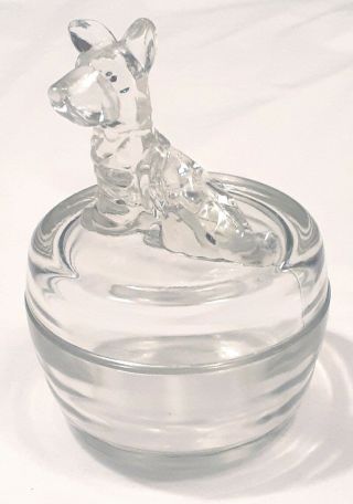 Vintage Jeanette Glass Clear Scottie Dog Powder Dish - Candy Dish No Chips