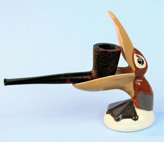Max Le Verrier Art Deco Pelican Pipe Rest Vintage Ceramic Cigar Holder Ashtray