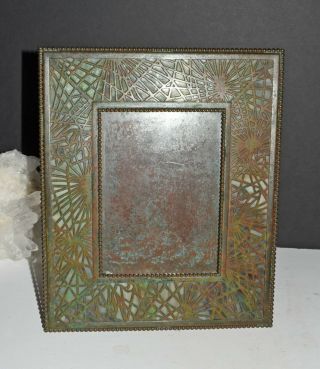 Vtg Antique Tiffany Studios Ny Pine Needle Bronze & Glass Picture Frame 947