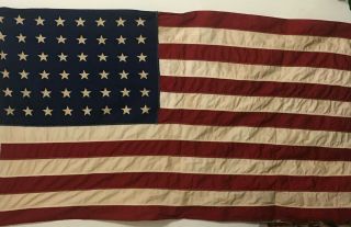Vintage Wwii Era 48 Star American Us Flag 33x58 Sewn Stripes