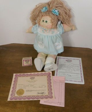 Vintage 1984 Cabbage Patch Doll Velma Denise With Adoption Documents