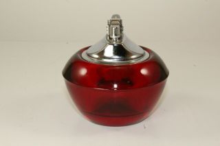 Vintage Mid Century Viking Glass Table Lighter with Ashtray Red. 3