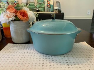 Vintage Club Aluminum Cookware Large Roaster Dutch Oven Pan Turquoise Blue Teal