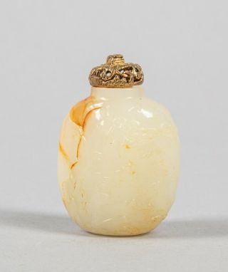 Late 19th Chinese Antique White Jade Snuff Bottle