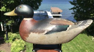 Vintage Mason Premier Drake Mallard Duck Decoy Hollow Strong Paint