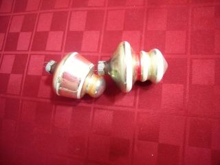 2 Vtg Shiny Brite Lantern Shapes Mercury Glass Christmas Ornaments 3 "