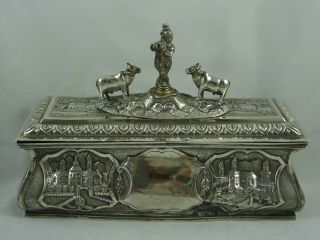 Magnificent,  Indian Solid Silver Box,  C1900,  958gm
