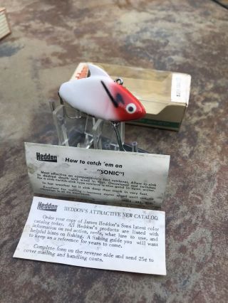 Awesome Vintage Heddon Sonic Fishing Lure With Papers Nos