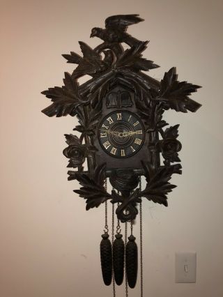 Antique Large German Double Bird Black Forest Cuckoo Clock - Late 1800 - Early 1900s