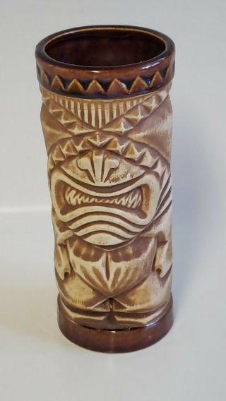 Vintage Orchids Of Hawaii Tiki Mug Glass Brown Ceramic 6 "