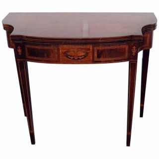 Gorgeous Eagle Inlaid Mahogany Federal Style Flip Top Console Occasional Table