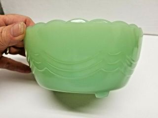 Vintage Jadite Jadeite Fire - King 5 " Bowl Lacy Top 3 Footed Cereal Size