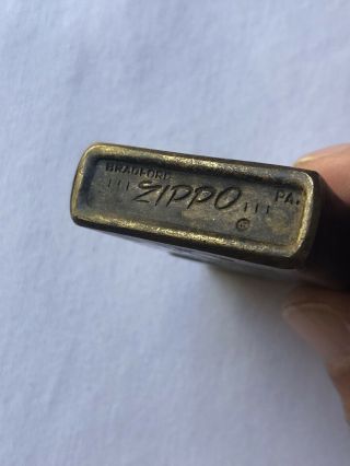 Vintage 1970s Vietnam War Brass Zippo Lighter AN KHE TIGER Etching Army USMC 2