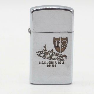 Vintage Zippo Lighter Uss John A Bole Dd 755 Flat Bottom 1962 Vietnam Era