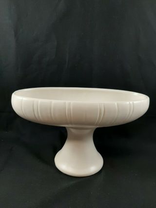 Mccoy Floraline Usa 463 Oval Pedestal Bowl,  Vase Ivory Pottery Vintage (bin4)