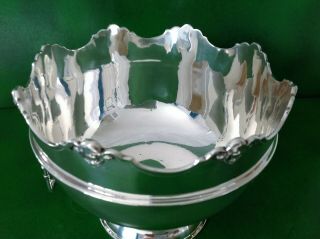 Large William Hutton English Antique Sterling Silver Monteith Punch Bowl 1913