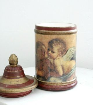 Vintage Porcelain Cherub Italian Pipe Tobacco Jar Euc Home Table Top Décor
