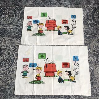 2 - The Peanuts Gang Snoopy Vintage Standard Pillowcases Utica Charlie Brown
