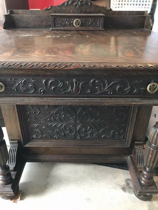 Victorian Antique Quarter Sawn Tiger Oak ? Davenport Writing Desk (read Descrip