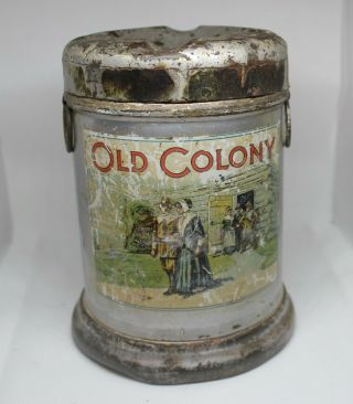 Vintage Bagleys Old Colony Tobacco Tin With Ashtray