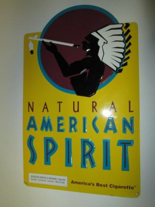 Natural American Spirit Cigarette Tobacco Metal Tin Sign Yellow About 12 " X 19 "