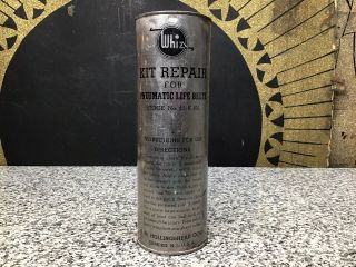 Unusual Vintage Whiz Repair Kit For Pneumatic Life Belts Advertising Tin Can