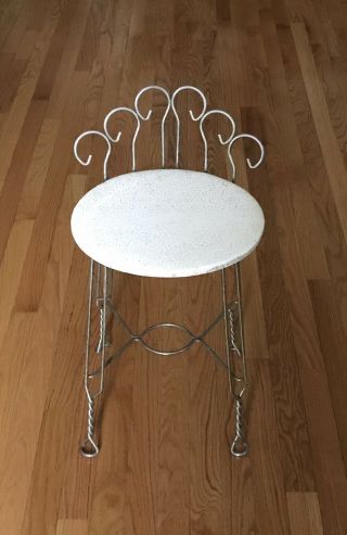 Vintage Mid Century Hollywood Regency Wire Metal Vanity Chair Stool