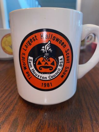 Vintage Boy Scout Sam Houston Council Coffee Mug Cup Halloween Scout Show 1981