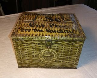 Antique Hinged Metal Tin Box Patterson 