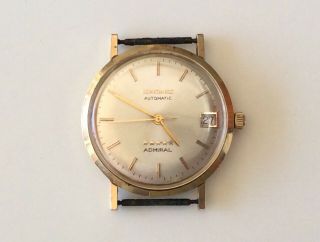 Vintage Solid 14k Gold Longines Admiral 5 Star Watch Automatic Date Runs