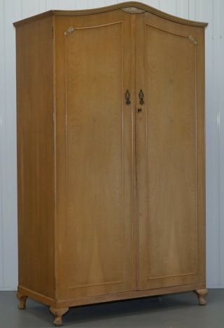 Large Satin Walnut Cabinet Double Wardrobe With Minty Internal Cupboards