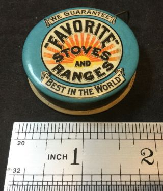 Vintage Celluloid Adv.  Tape Measure - Favorite Stoves & Ranges Newton Il.  Dealer