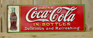 Antique Vintage 1931 Coca Cola Coke Soda Tin Metal Advertising Sign