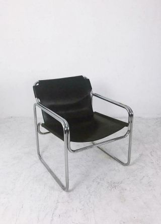 Vintage Leather And Tubular Steel Armchair,  1960s,  Netherlands